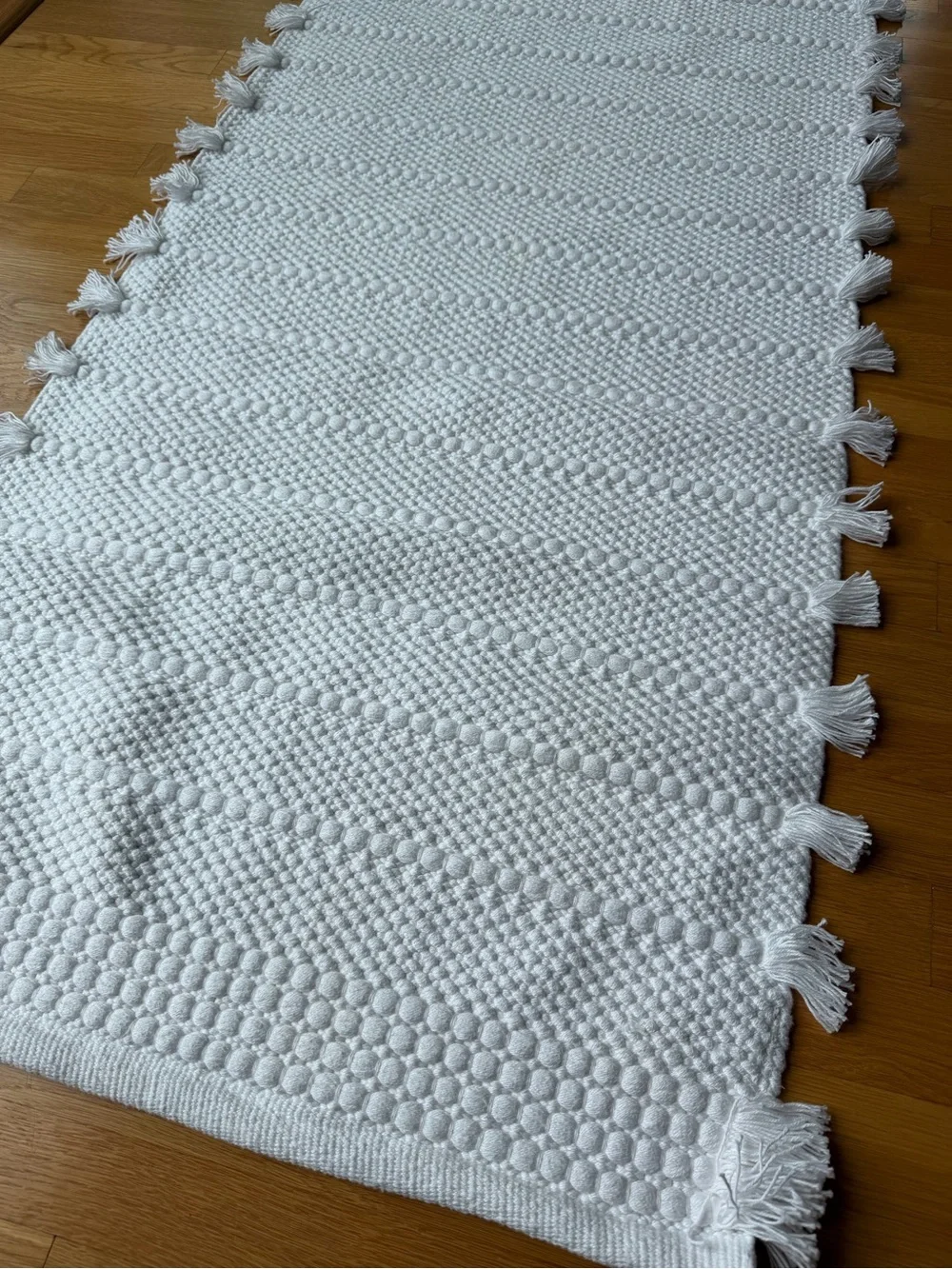 Serena & Lily White Textured Tassel Bath Rug